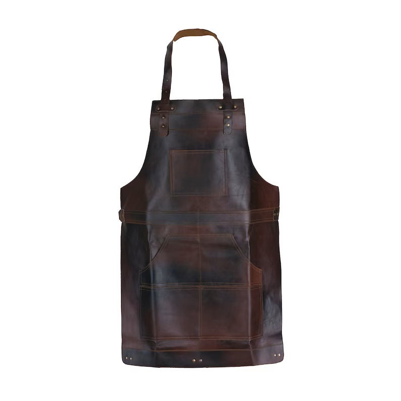 Dark Brown Full Grain Leather Apron - Hand-Made Workwear