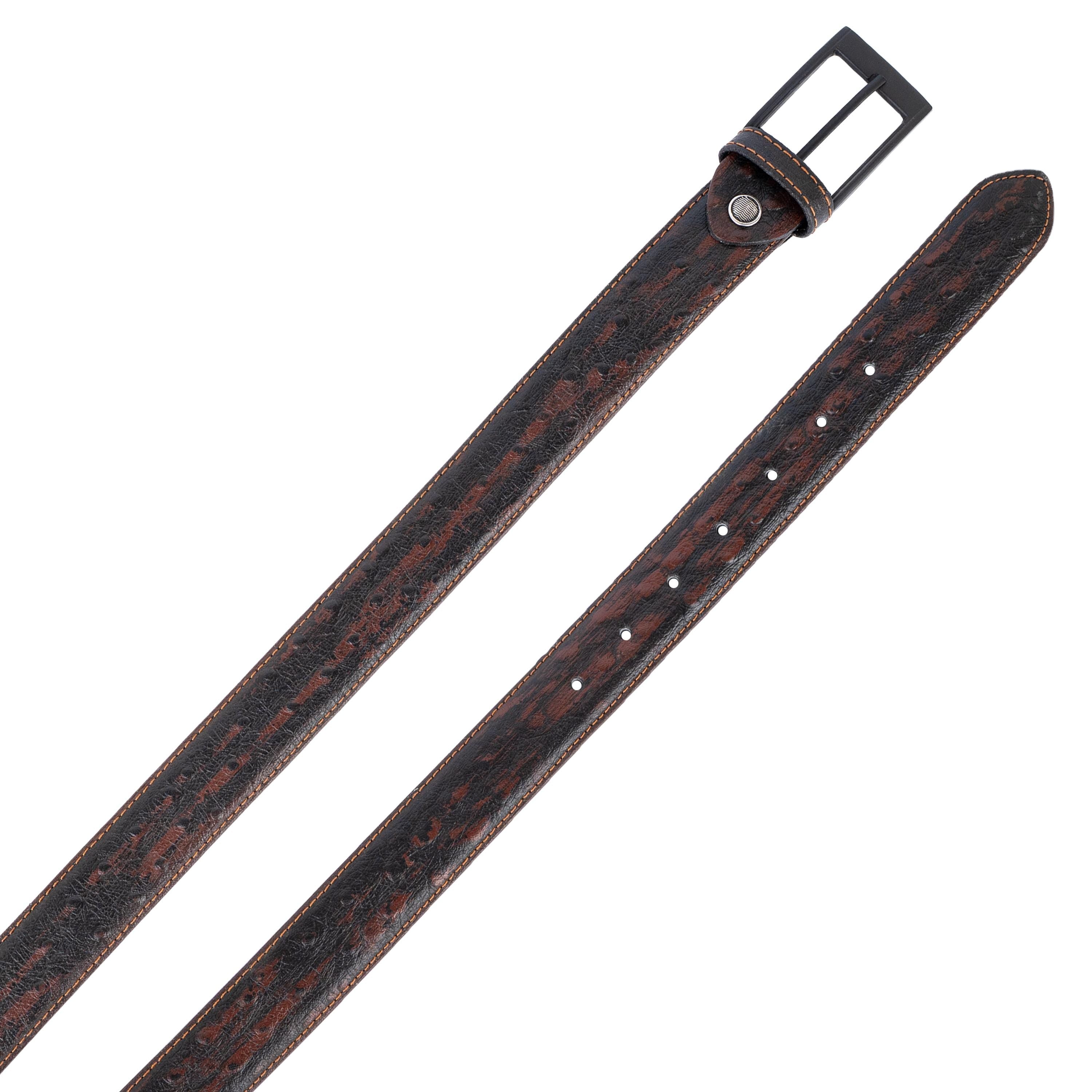Men’s Distressed Leather Belt – Rustic Brown with Matte Black Buckle