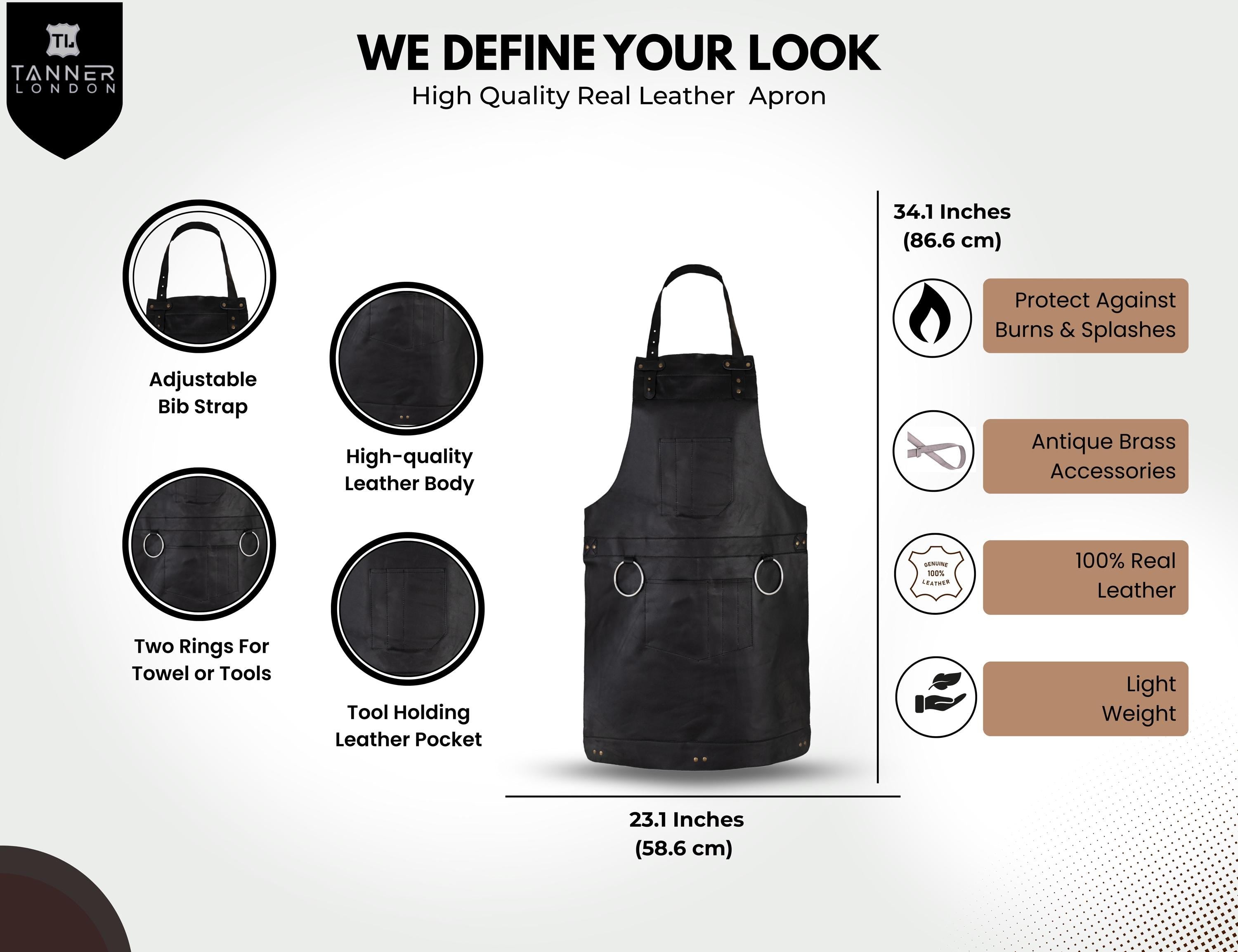 Handmade Full Grain Leather Apron: Adjustable Fit, Chef BBQ Workshop