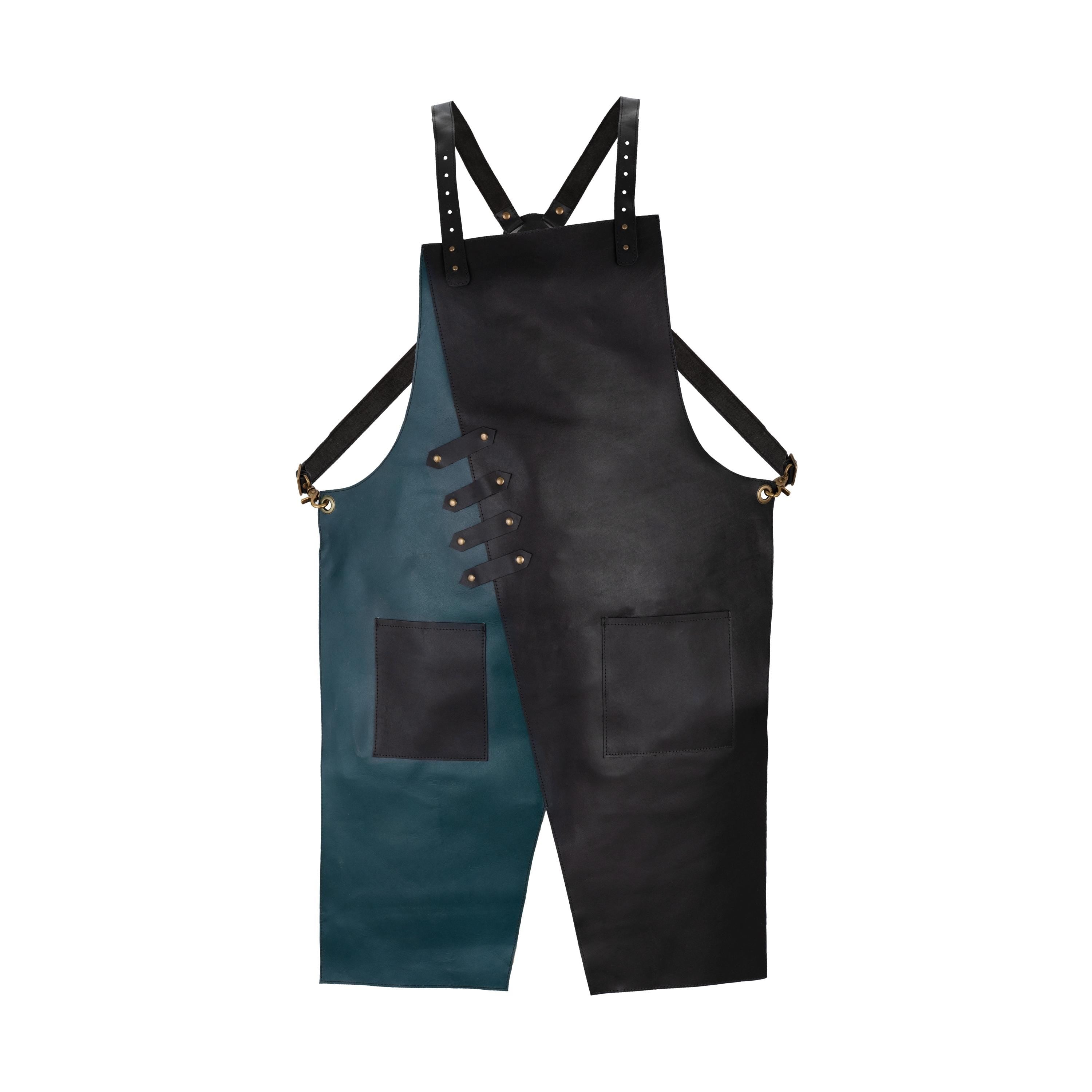 Handmade Two-Tone Leather Work Apron: Split Leg Design