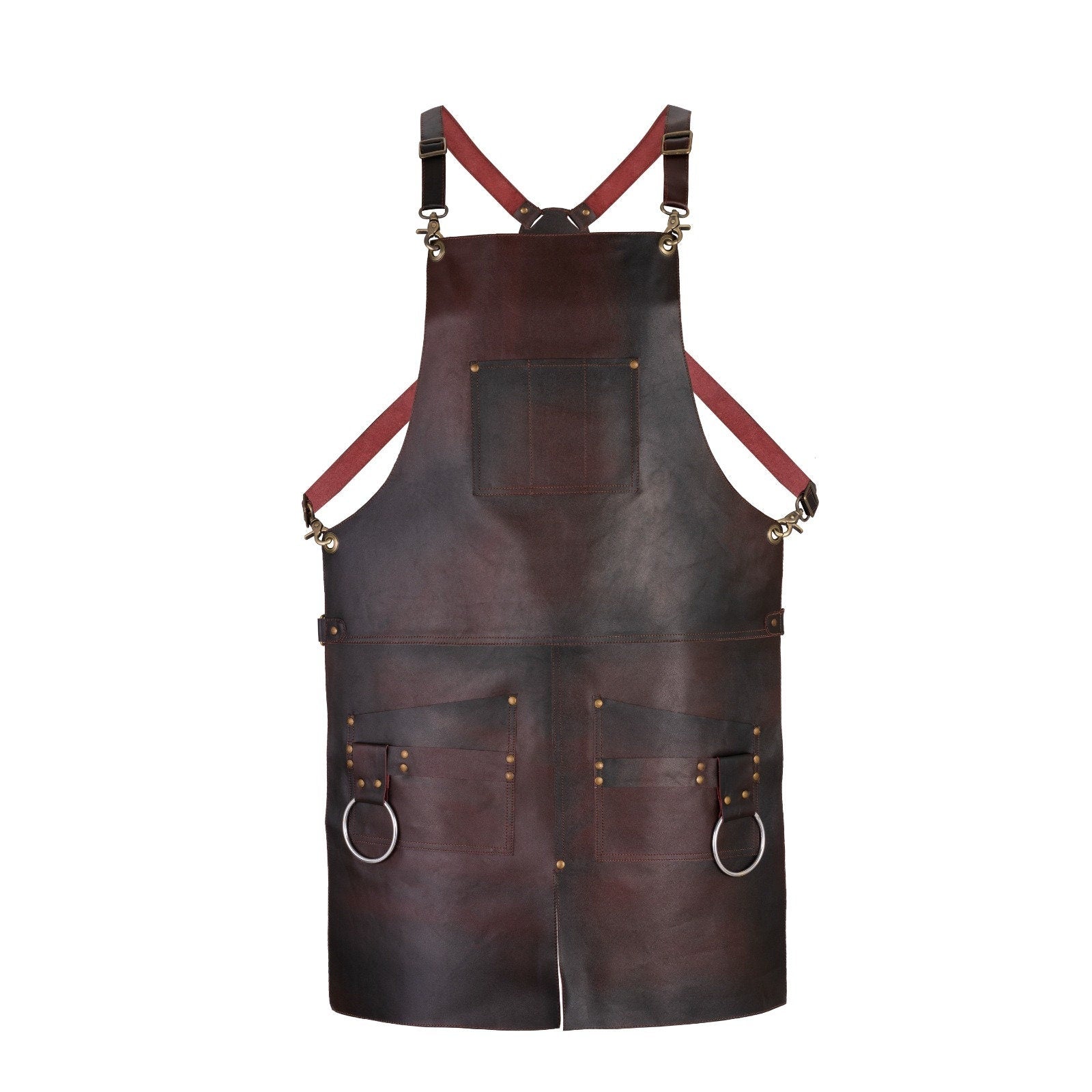 Full Grain Leather Apron: Split Leg, 2 Pockets - Butcher, Chef, Barber