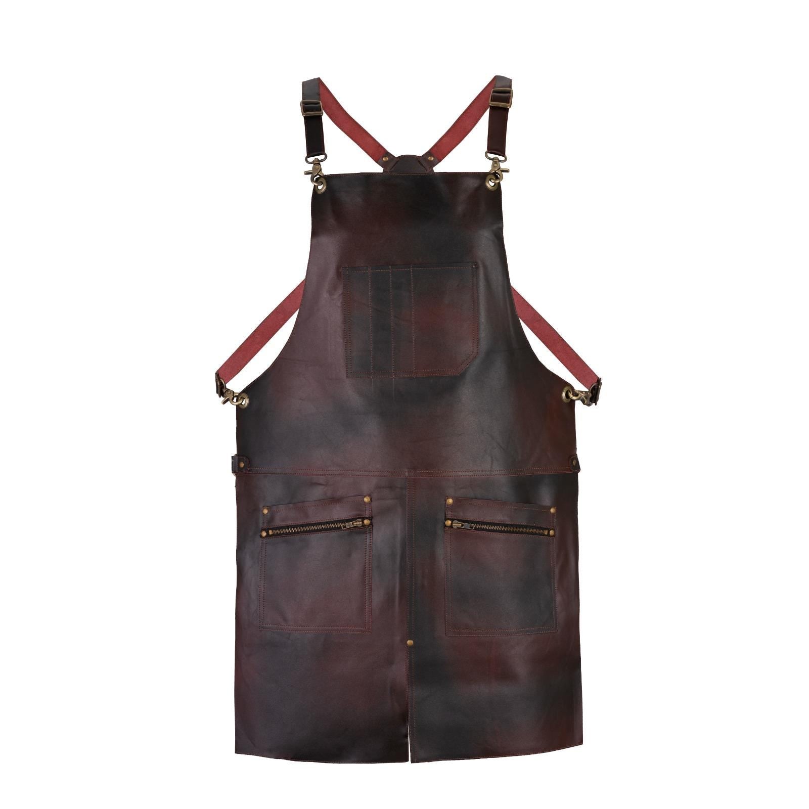 Full Grain Leather Apron, Split Leg, Tool Pockets, Unisex Workwear