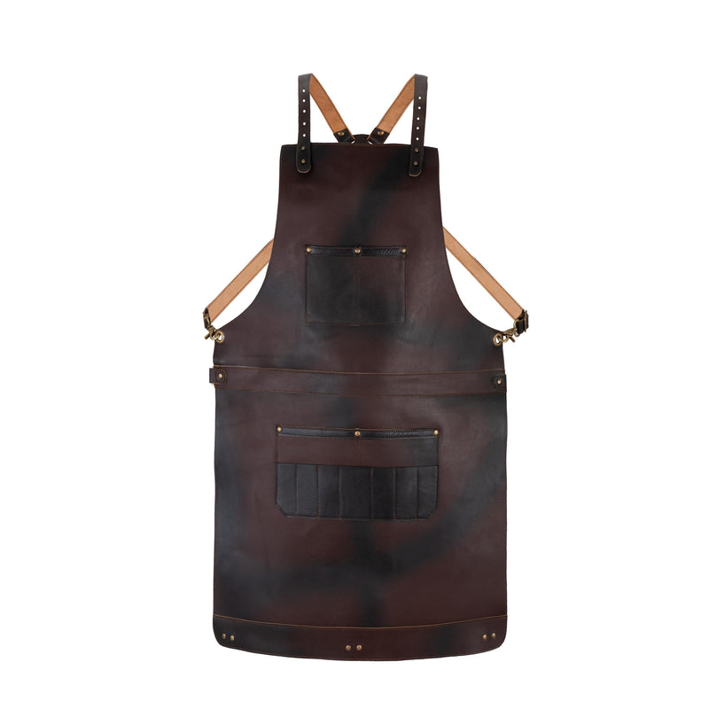 Dark Brown Leather Apron: Full Grain, Split-Leg Design