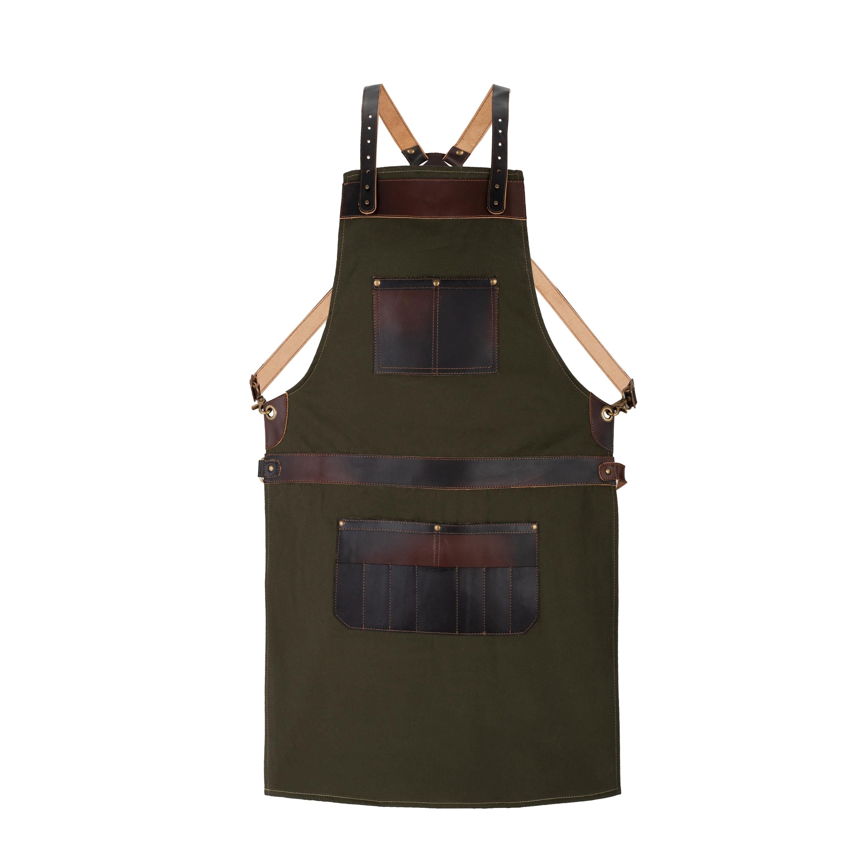 Leather & Canvas Work Apron: Handcrafted Butcher, BBQ, Woodworking