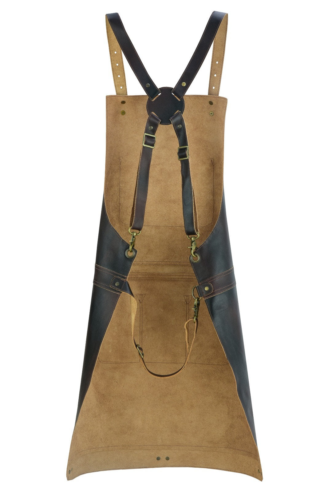 Tan Brown Canvas Apron: Leather Pockets, Adjustable Chef Apron