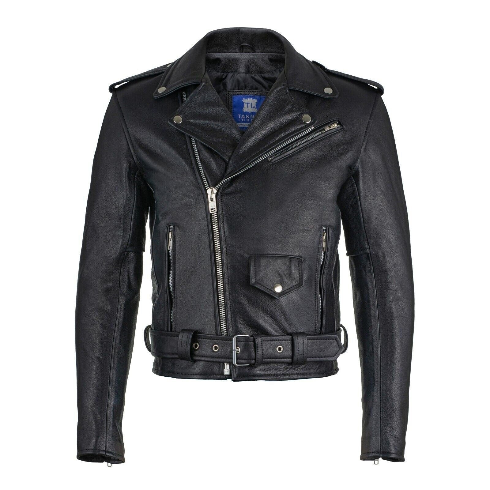 Men's Marlon Brando Vintage Biker Real Leather Jacket Handmade Genuine Cowhide Full Grain Leather