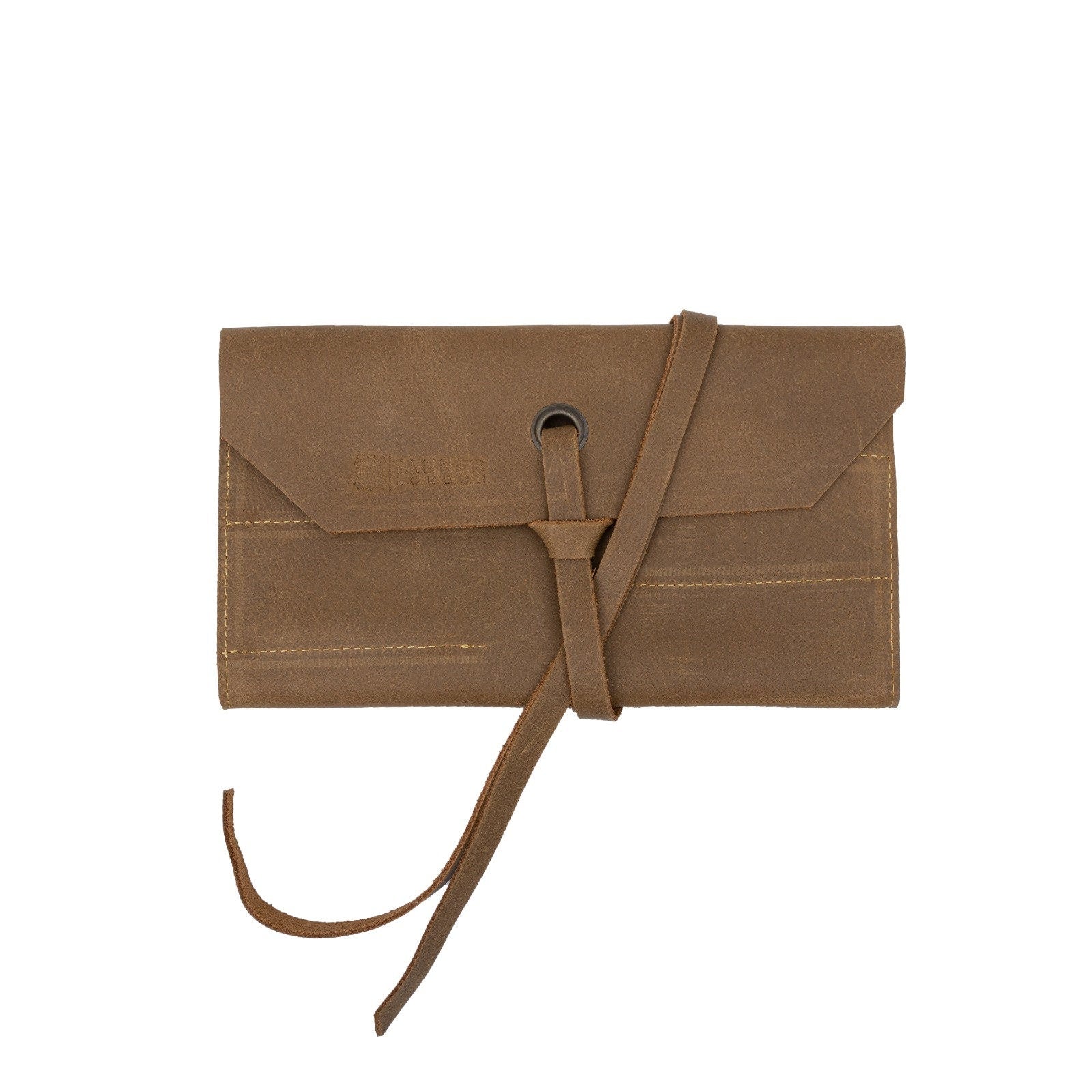 Handmade Full Grain Leather Chef Knife Roll: Brown Knife Case