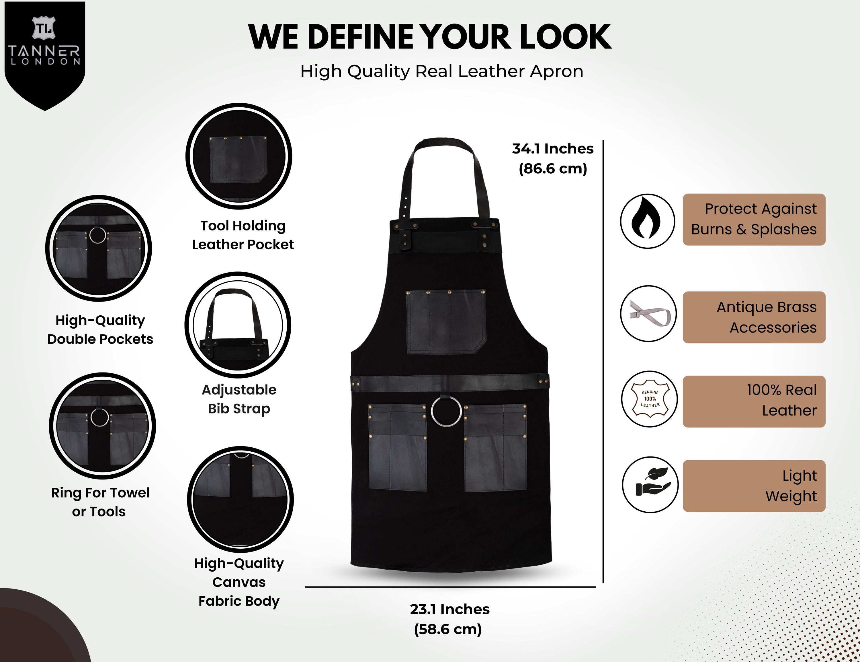 Leather & Canvas Work Apron: Butcher, Chef, Barber, Woodworker