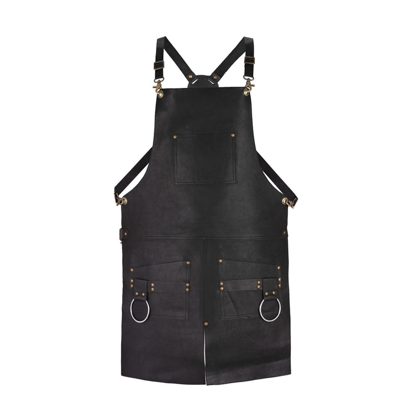 Split Leg Design Leather Apron Black, 2 Big Pockets, and Tool Holder—Butcher, Cook, BBQ, Barber, Woodwork, Blacksmith—Unisex Gift...