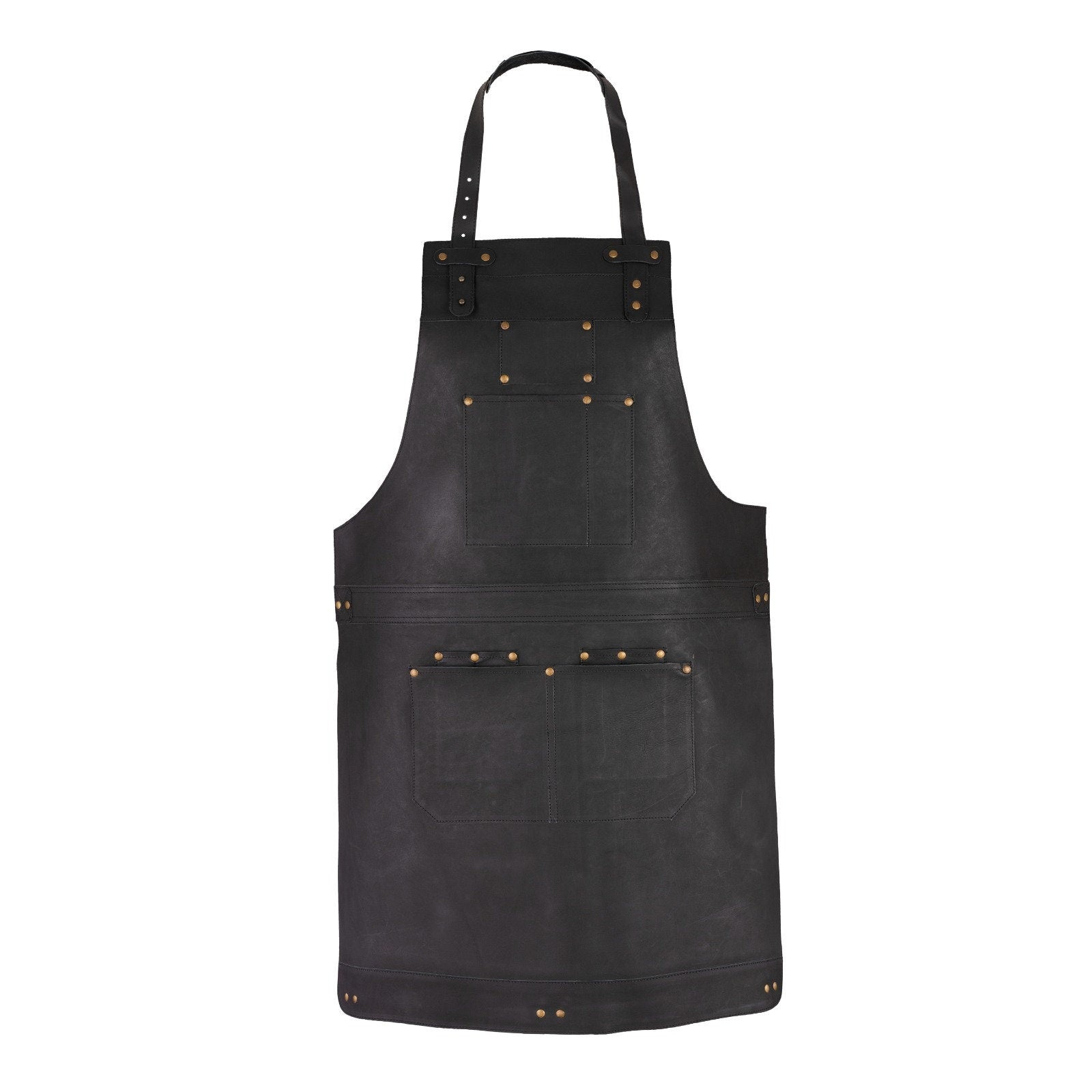 Black Full Grain Leather Apron - Butcher, Barber, Woodworking