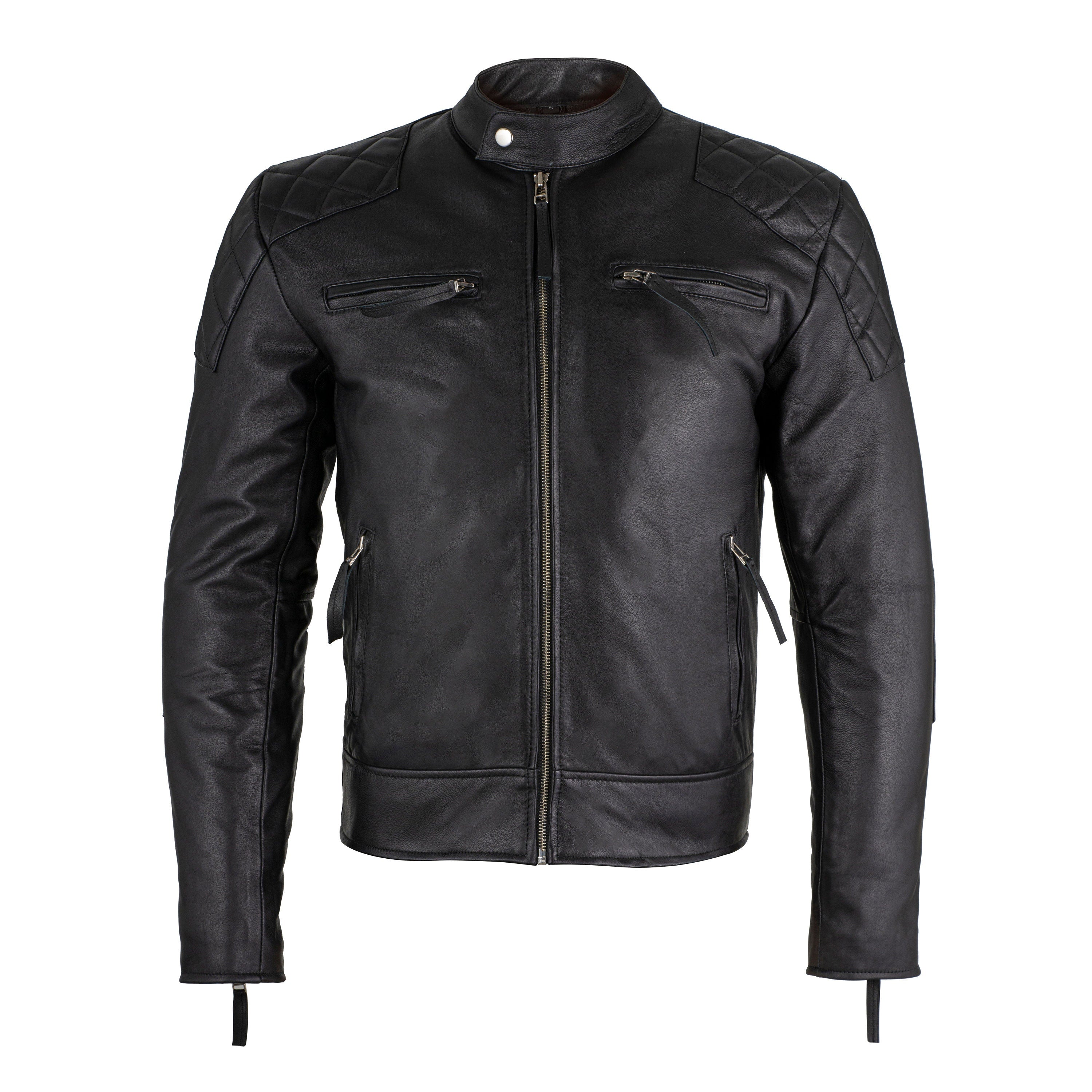 Men's Handmade Full Grain Leather Biker Jacket: Classic Racer