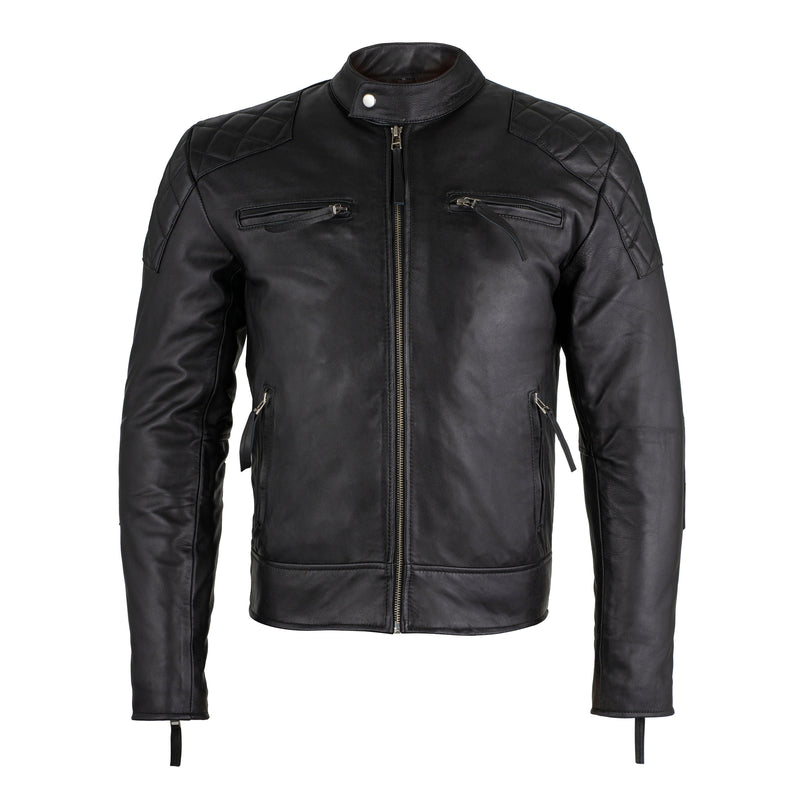 Men's Handmade Full Grain Leather Biker Jacket: Classic Racer