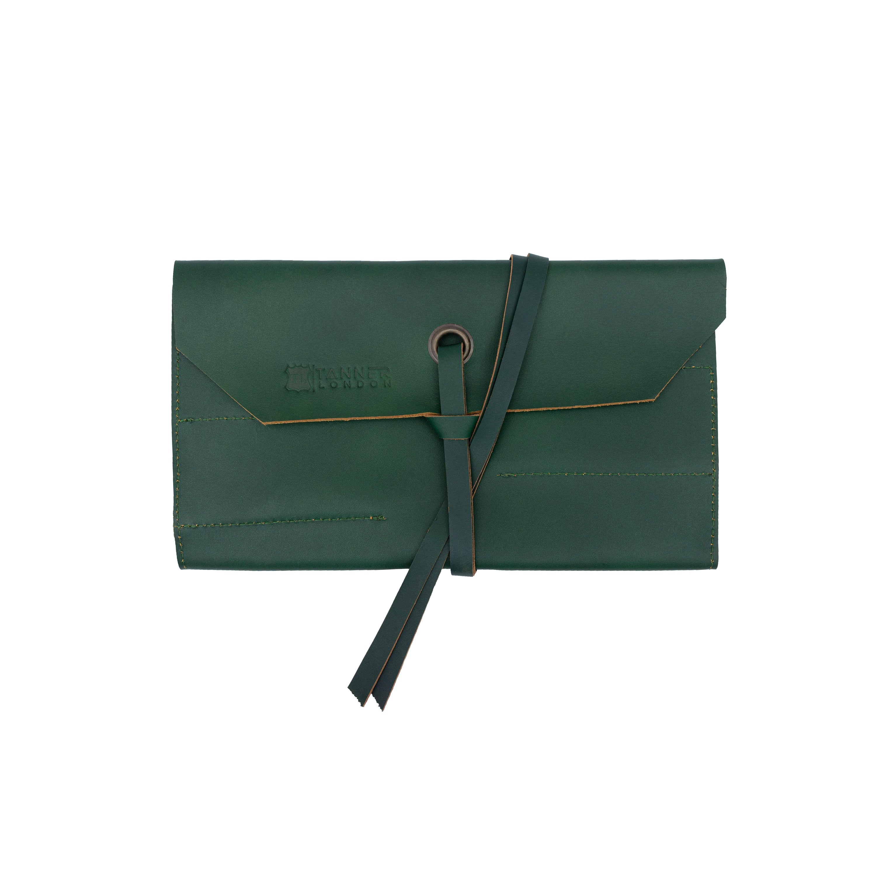 Handmade Green Leather Chef Knife Roll, Full Grain Leather