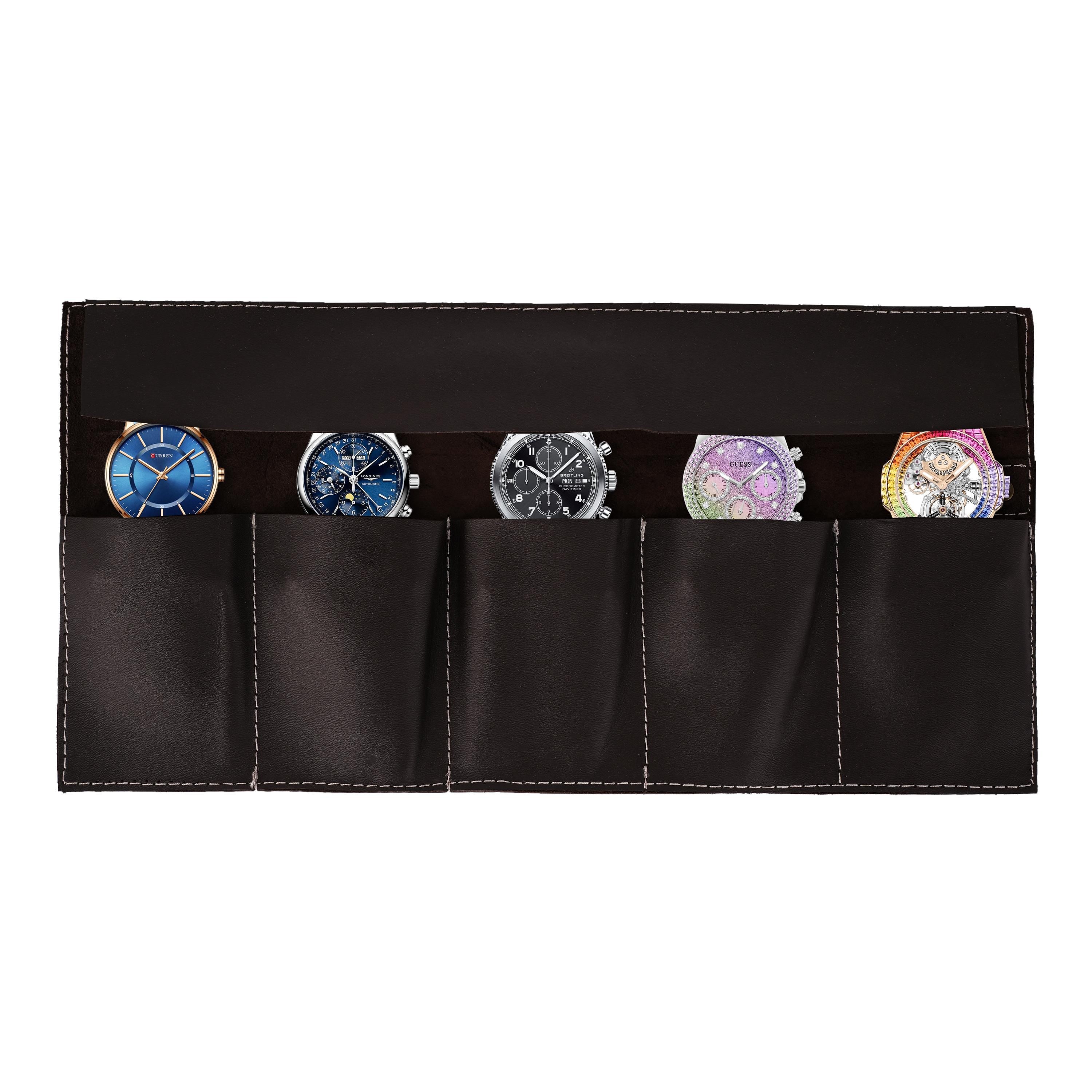 Handmade Full Grain Leather Watch Roll: Tanner London Travel Case