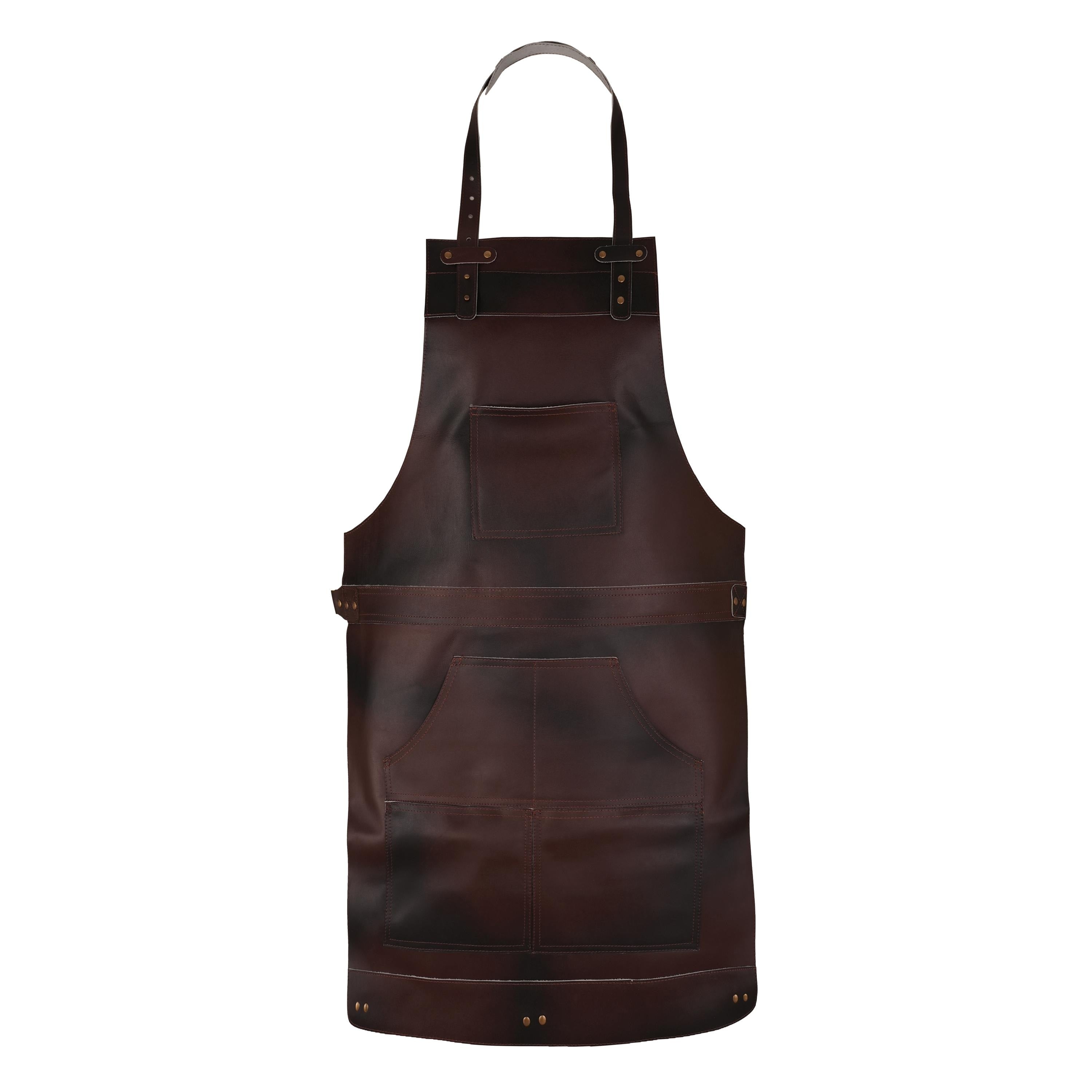 Dark Brown Full Grain Leather Apron - Hand-Made Workwear