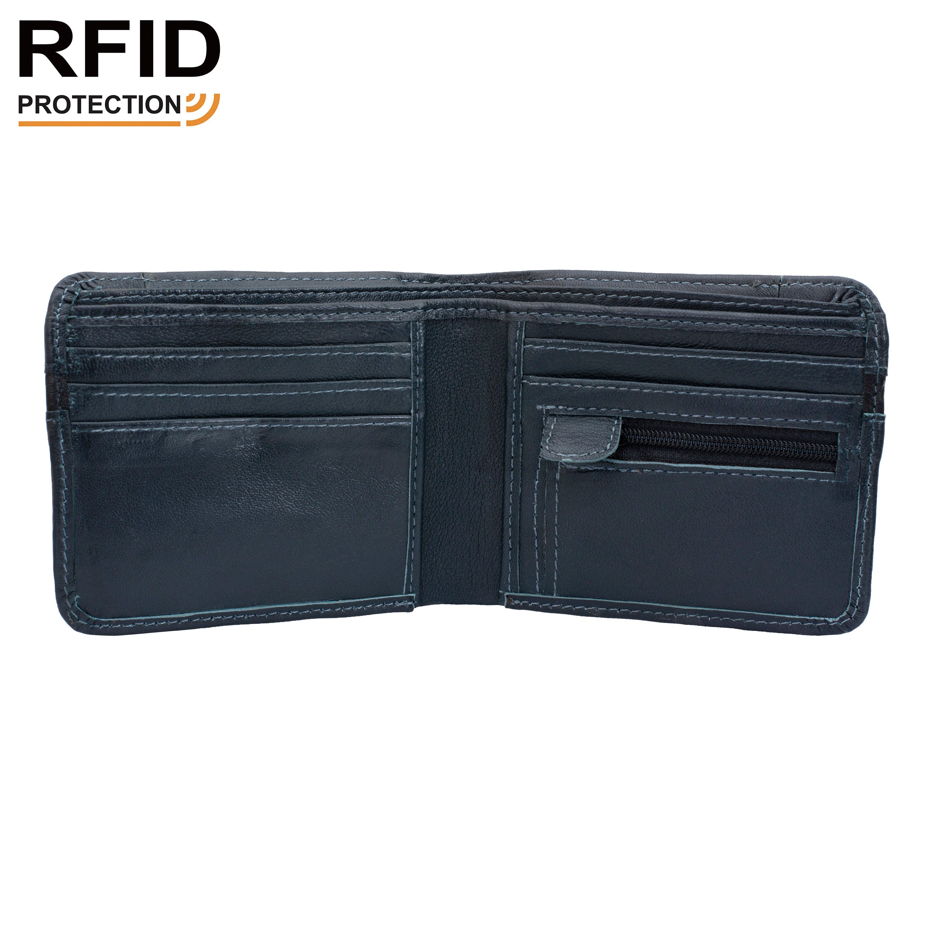 Mens Real Leather GiftBox Bifold Wallet, Card holder and Keychain RFID Handmade Genuine