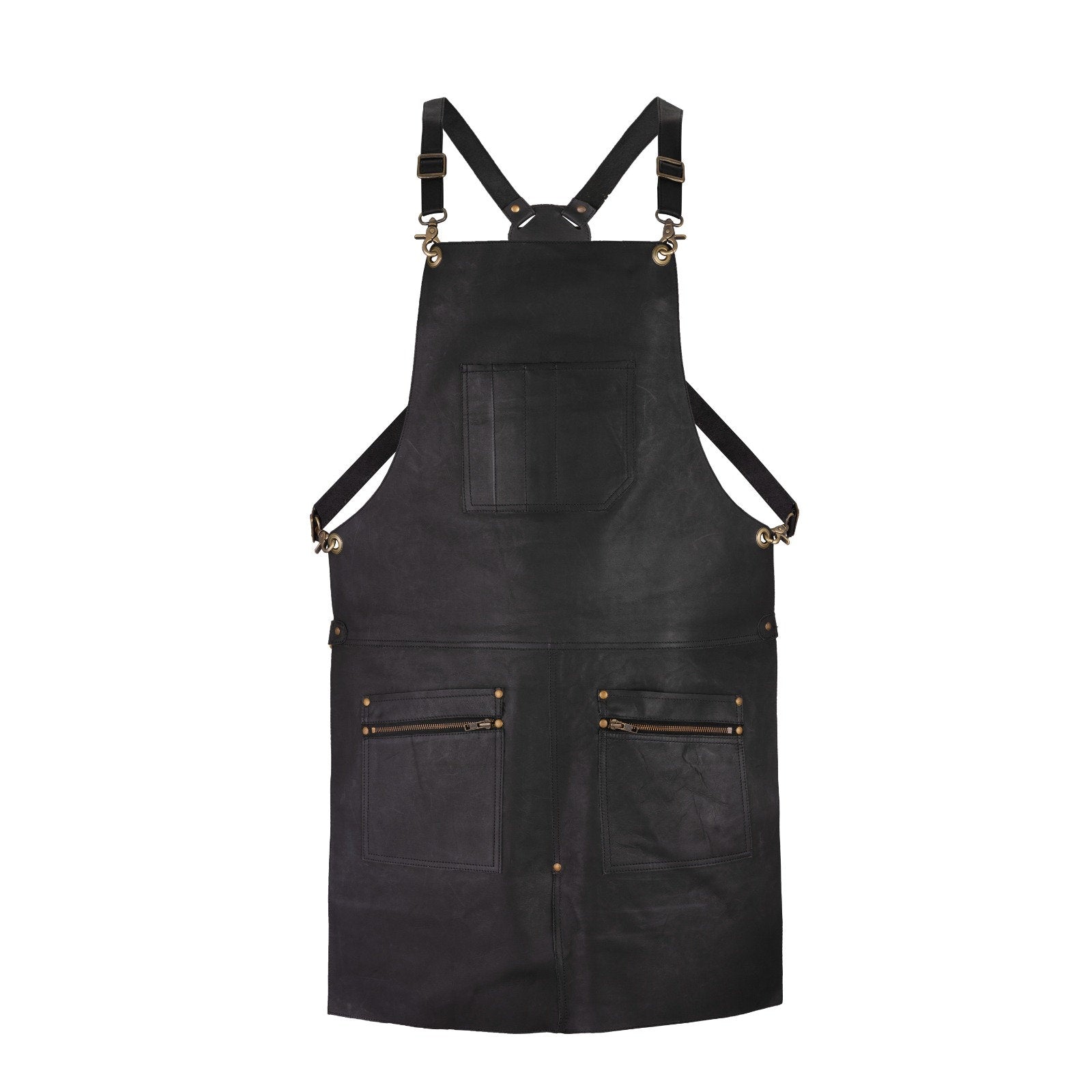 Handmade Black Leather Apron – Full Grain, Split Leg Design