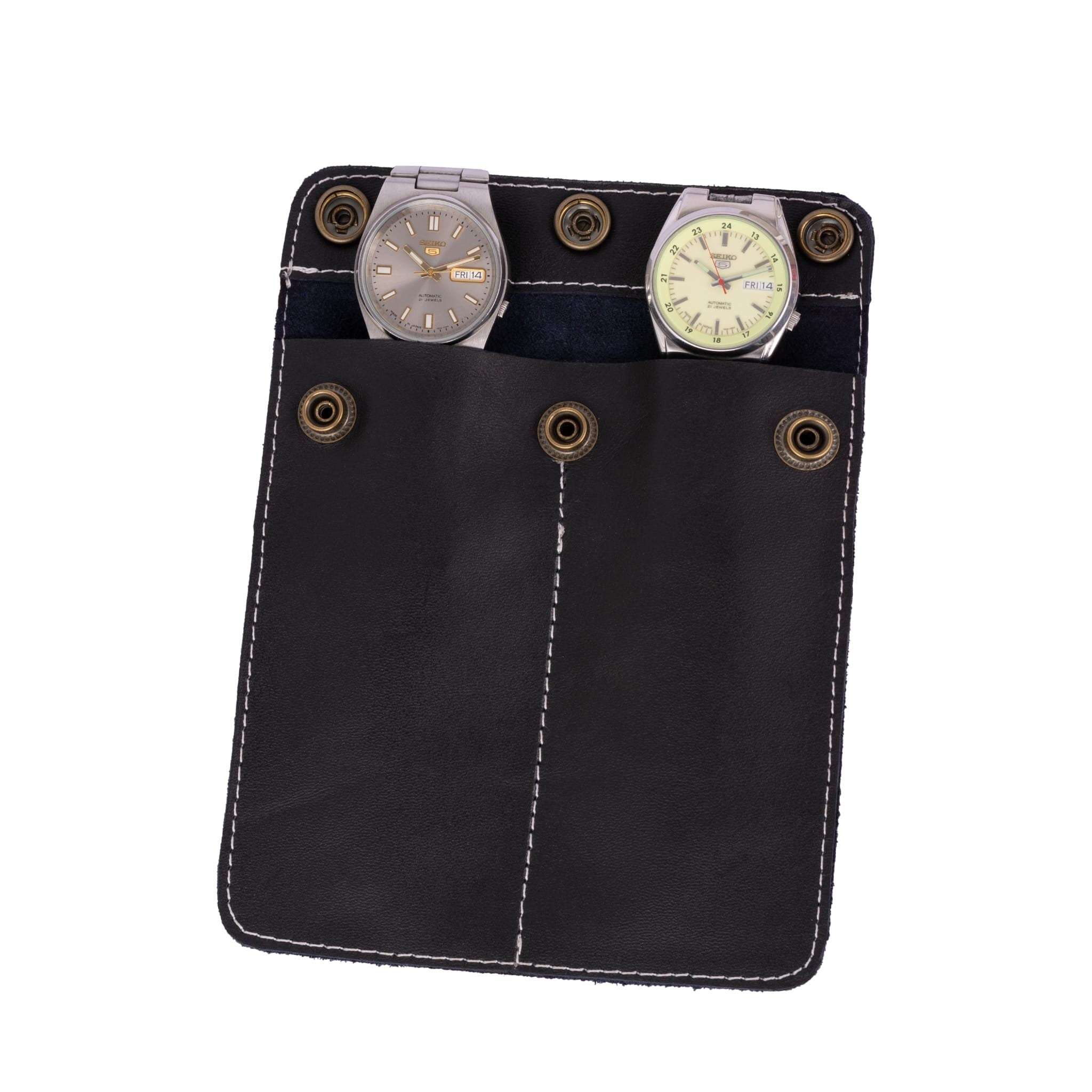 Handmade Leather Two-Watch Travel Case: Tanner London Storage Roll