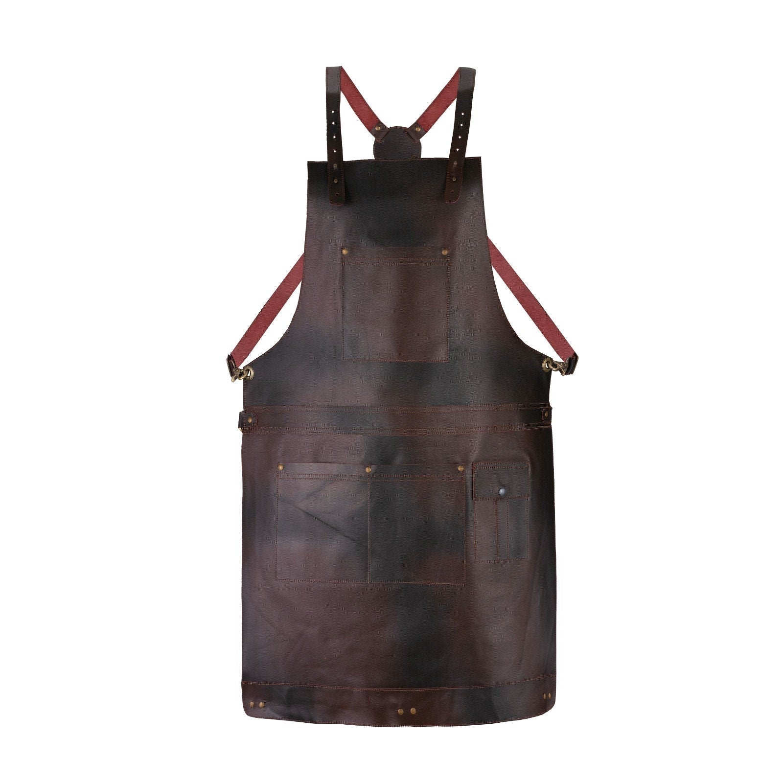Full Grain Leather Apron: Crossbody Bib, Unisex Workwear