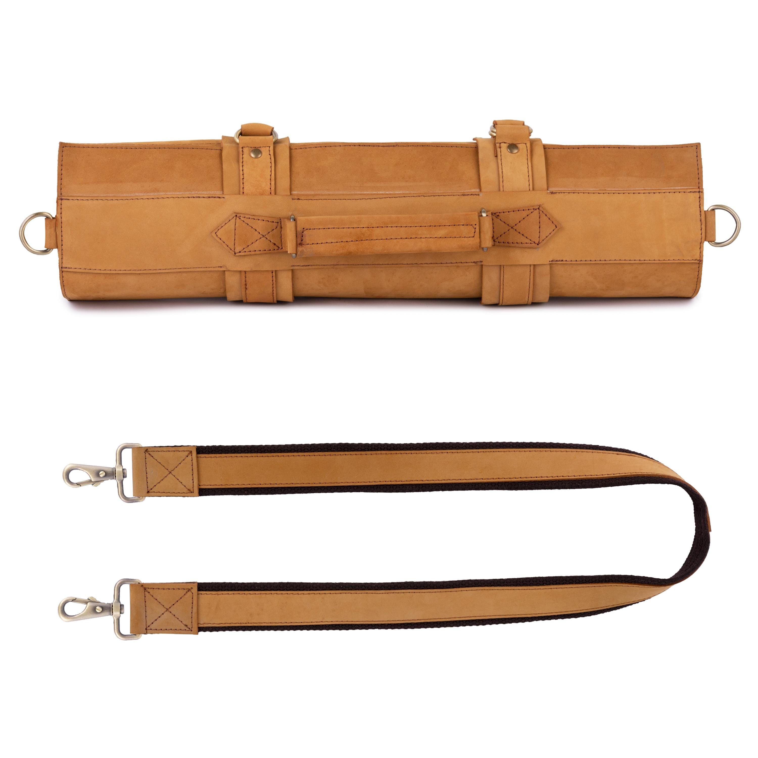 Handmade Full Grain Leather Chef Knife Roll, Vintage Style