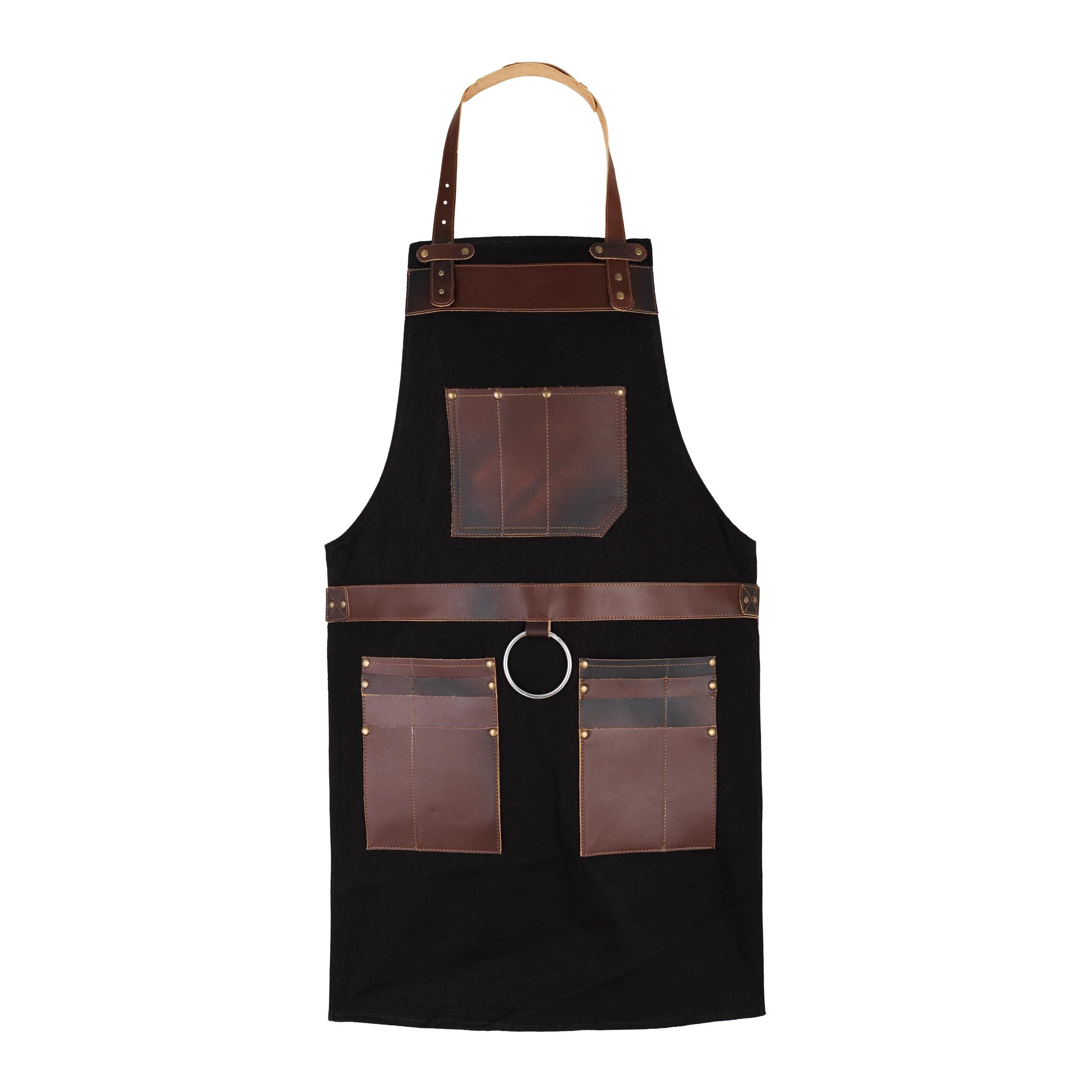 Leather & Canvas Work Apron: Butcher, Chef, Barber, Woodworker