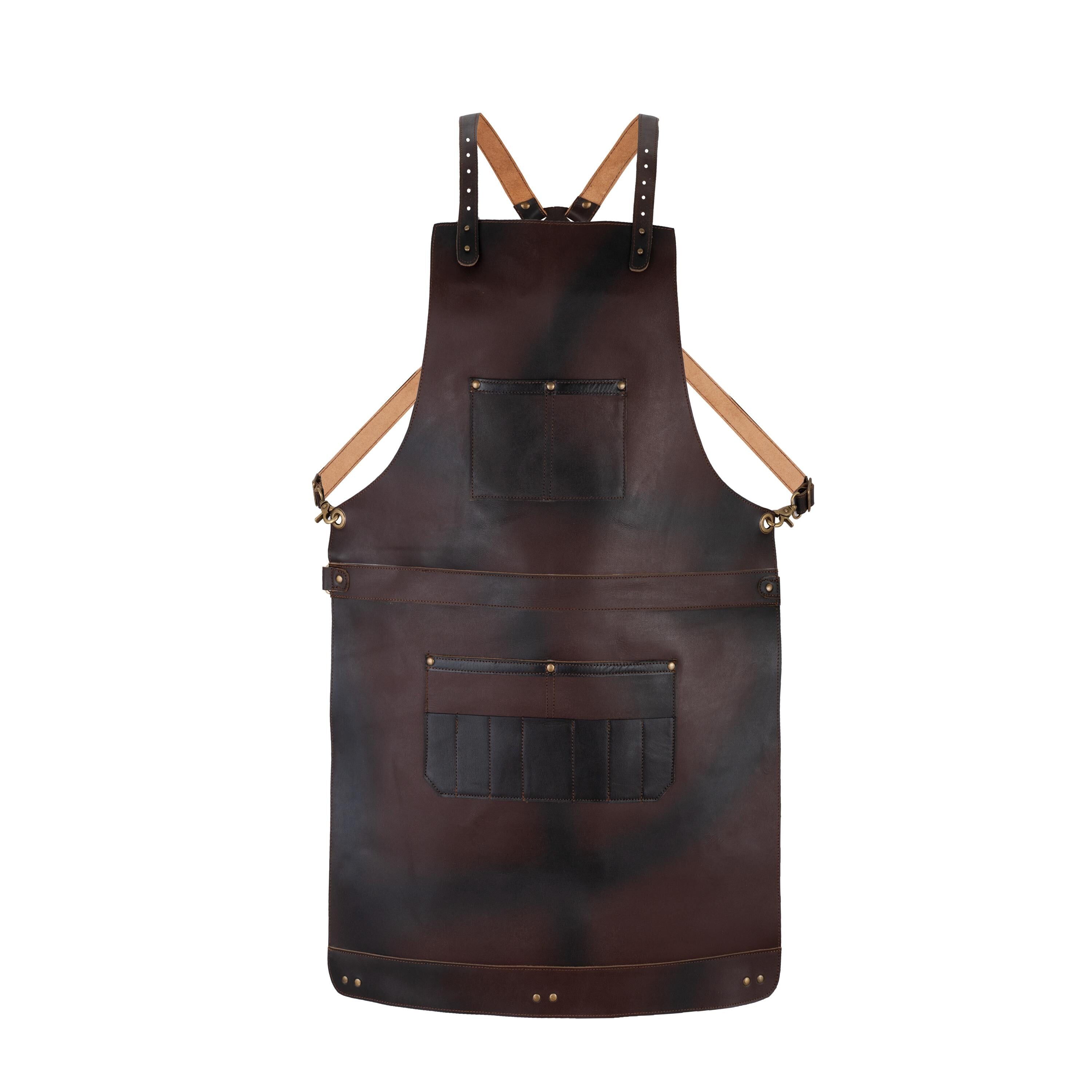 Full Grain Leather Apron: Unisex Chef Butcher BBQ Work Apron