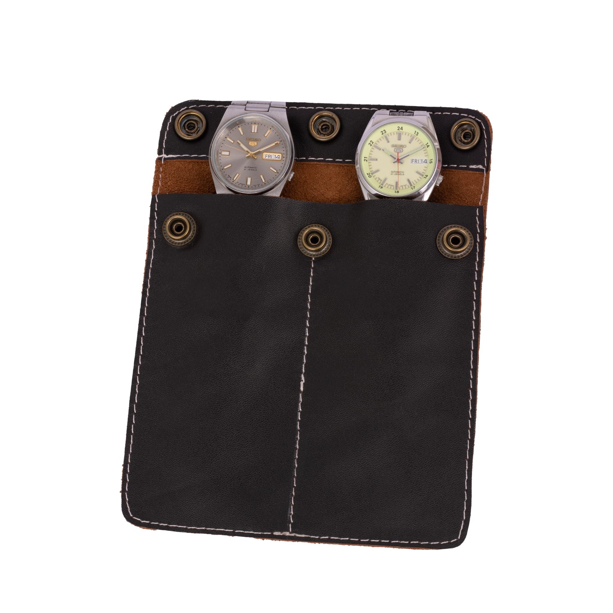 Handmade Leather Two-Watch Travel Case: Tanner London Storage Roll