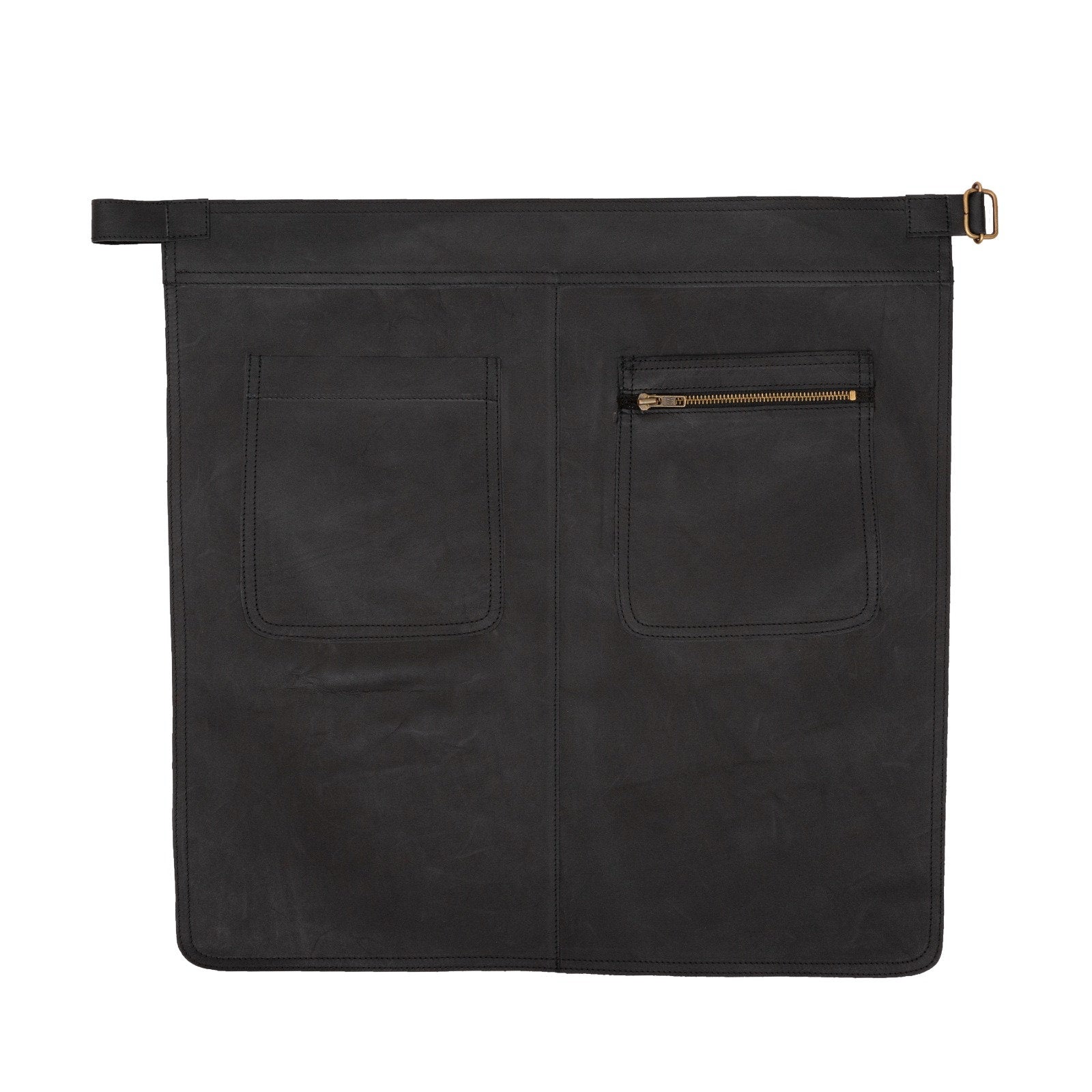 Handcrafted Black Leather Half Apron: BBQ, Workshop, Crafts
