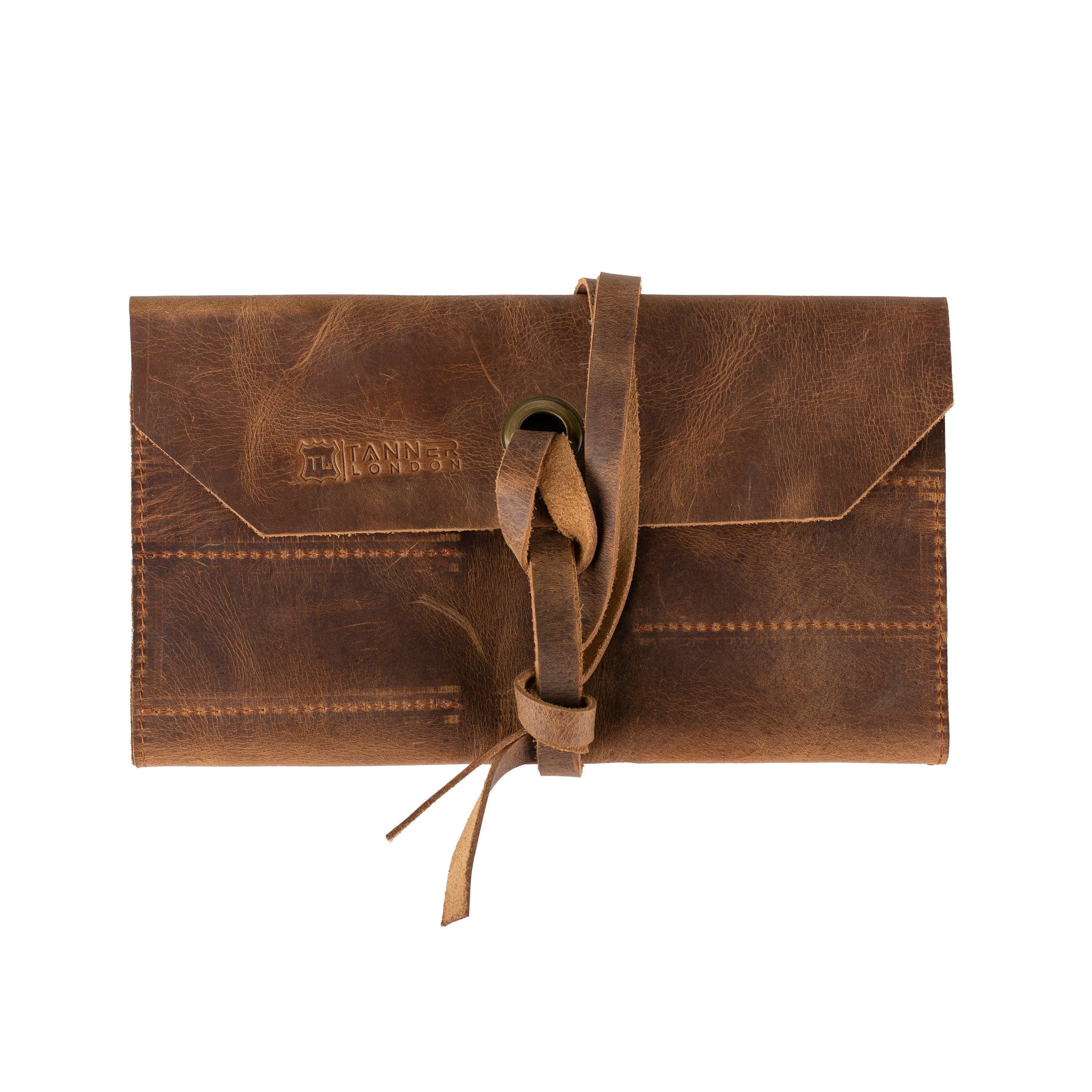Handmade Leather Chef Knife Roll: 10-Pocket Full Grain Brown
