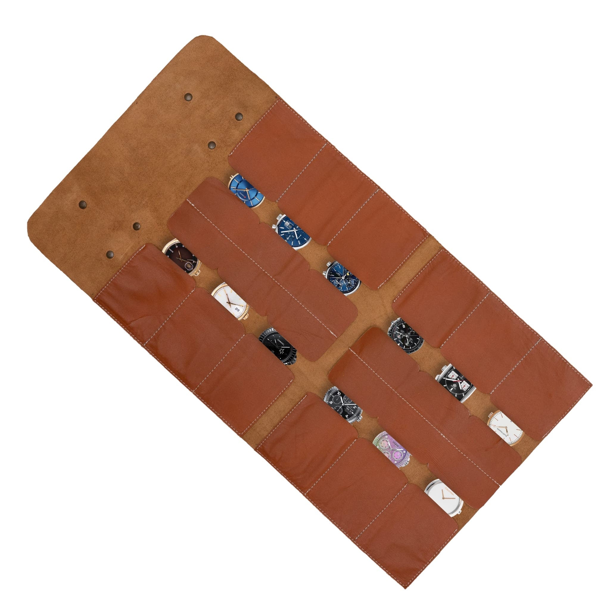 Handmade Full Grain Leather Watch Roll: Travel Organizer with Pouch