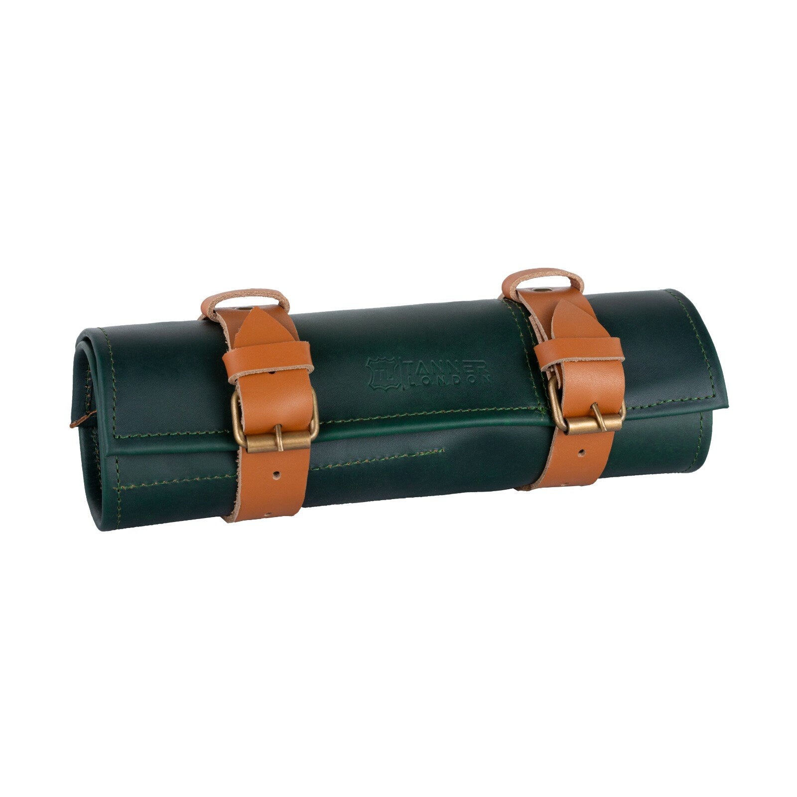Handmade Green Leather Chef Knife Roll: Vintage Style