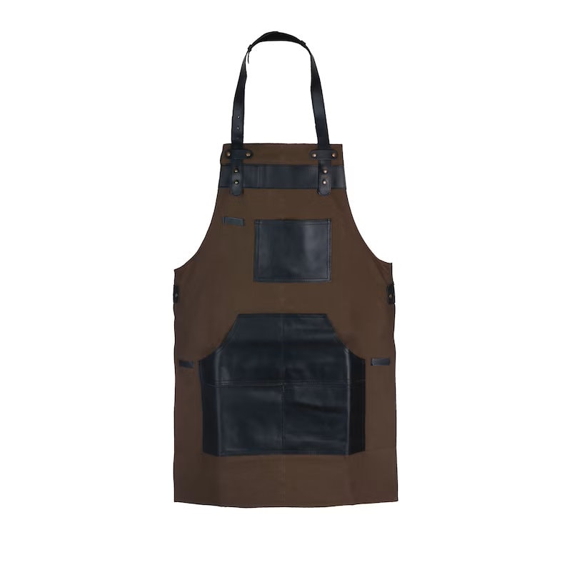 Brown Canvas & Leather Apron: BBQ, Barber, Woodworker