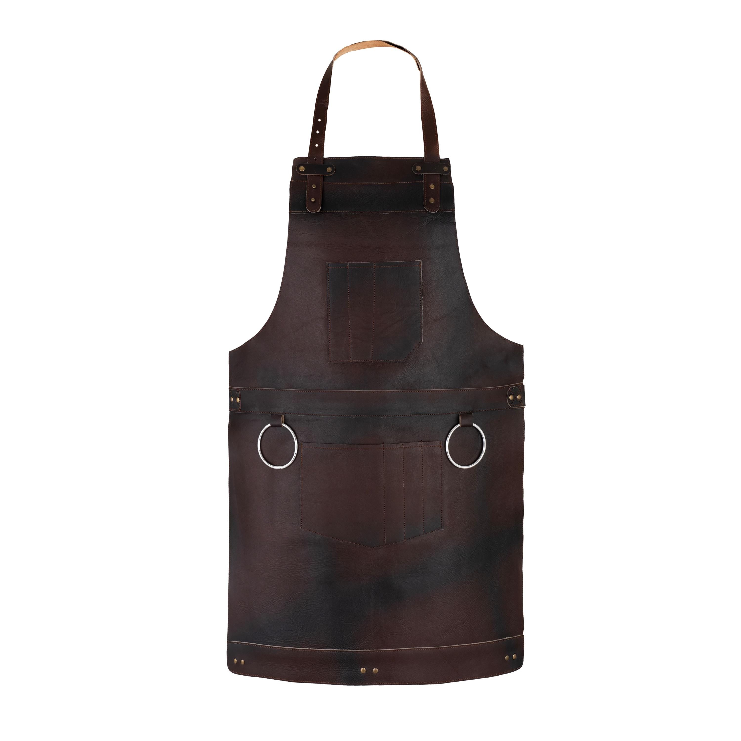 Handmade Full Grain Leather Apron: Adjustable Fit, Chef BBQ Workshop